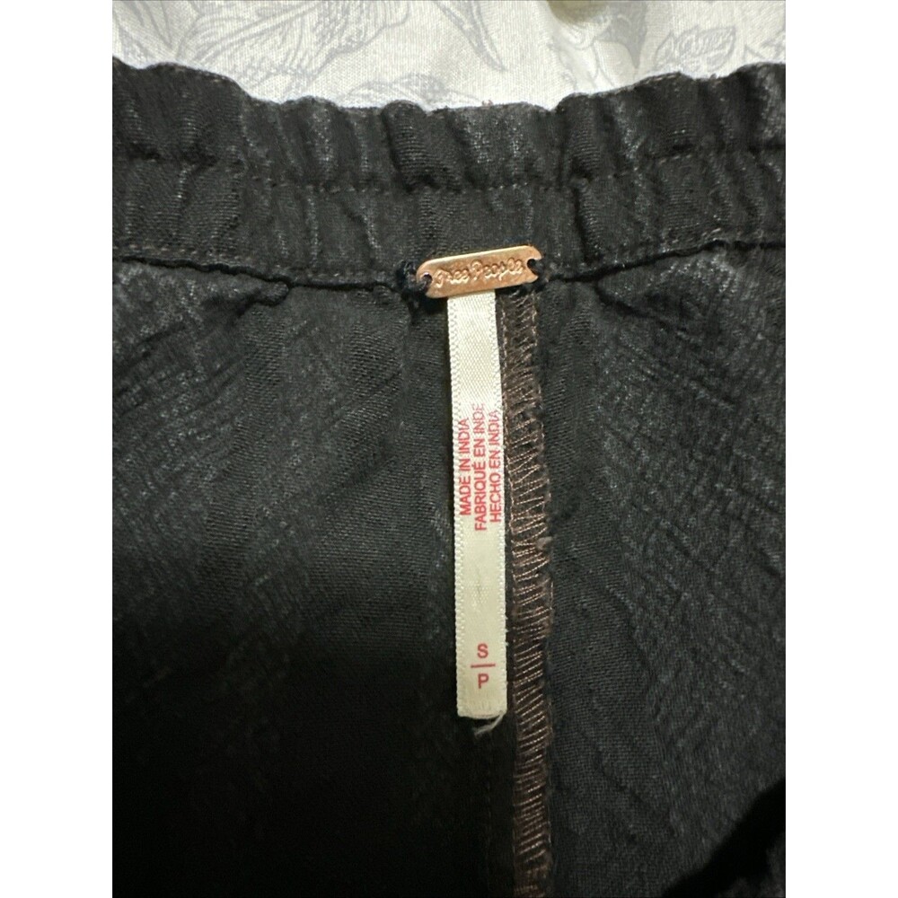 Free People Small Black Drawstring Waist Pants Barrel Wide Leg Jeans Striped - Picture 6 of 9